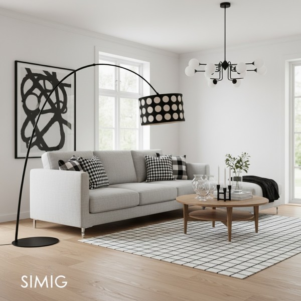 Lampada da terra in tessuto Geometry Polka Arc S363