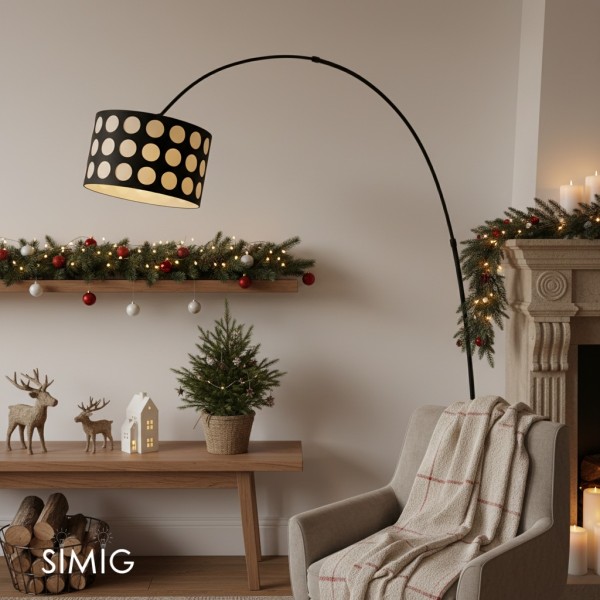 Lampada da terra in tessuto Geometry Polka Arc S363