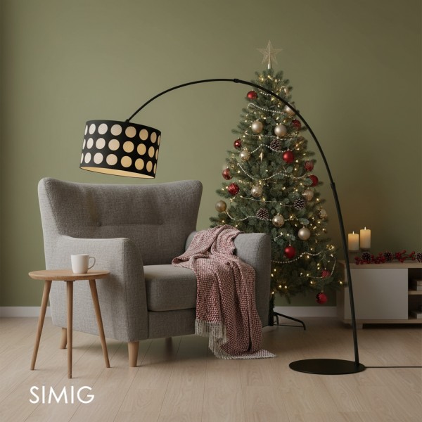 Lampada da terra in tessuto Geometry Polka Arc S363