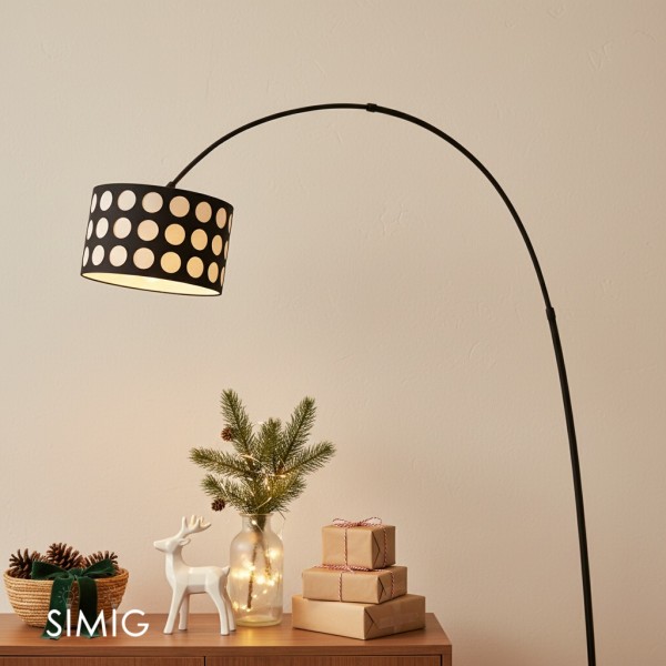 Lampada da terra in tessuto Geometry Polka Arc S363