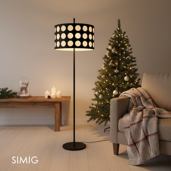 Lampada da terra in tessuto Geometry Polka Arc S363