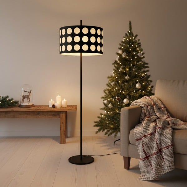 Lampada da terra in tessuto Geometry Polka Arc S363