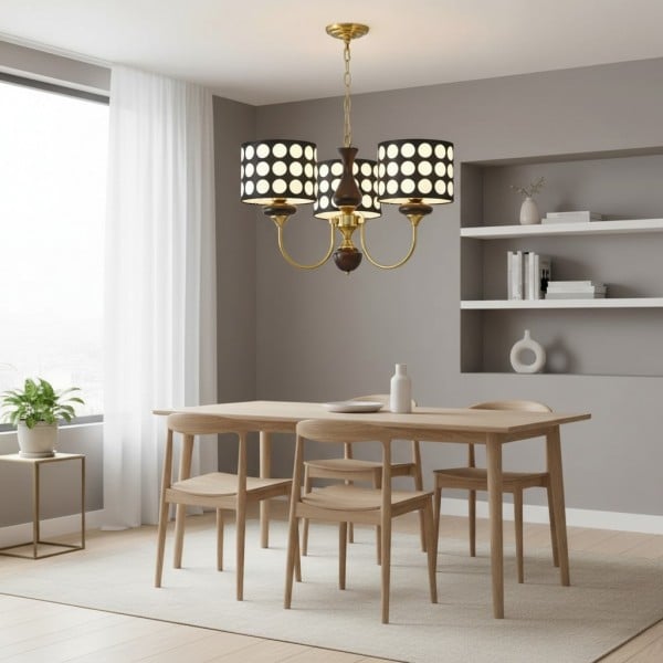 Lampadario in tessuto a pois neri Geometry S364