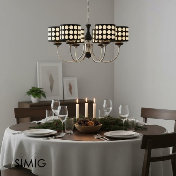 Lampadario in tessuto a pois neri Geometry S364