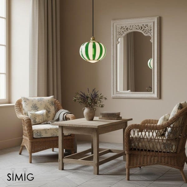 Lampada a sospensione Meira a righe giocose per cucine e sala da pranzo S369