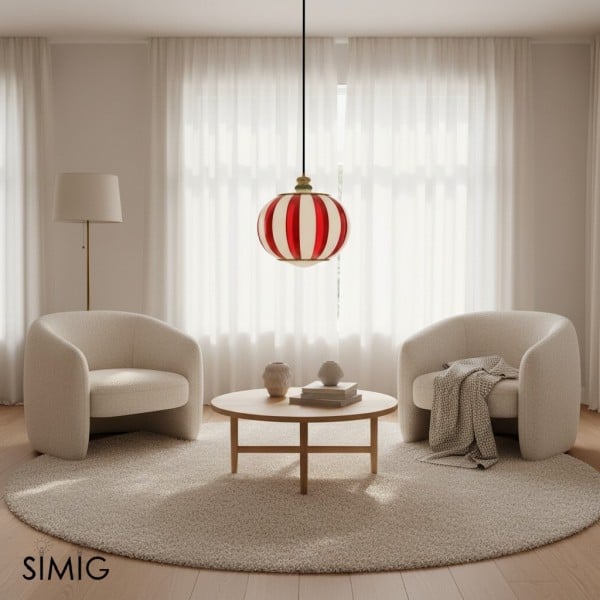 Lampada a sospensione Meira a righe giocose per cucine e sala da pranzo S369