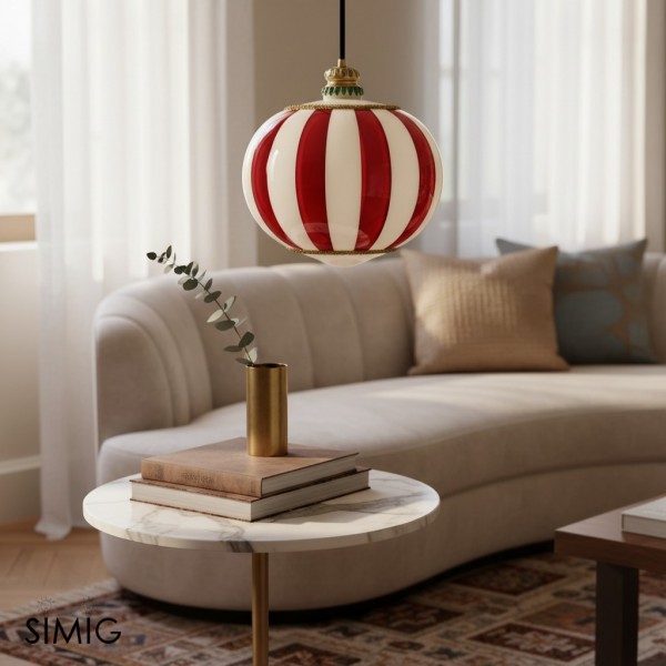 Lampada a sospensione Meira a righe giocose per cucine e sala da pranzo S369