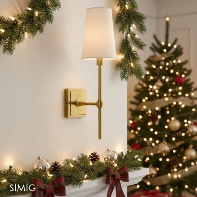 Derlina Elegante lampada da parete retrò con paralumi in lino bianco - Design industriale moderno per qualsiasi stanza T273