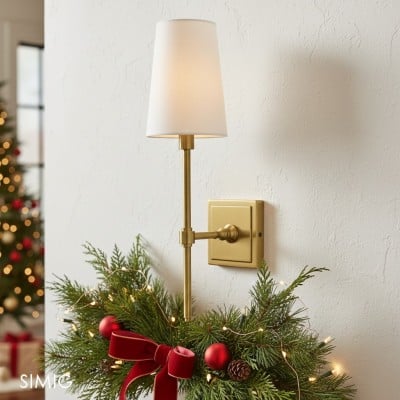 Derlina Elegante lampada da parete retrò con paralumi in lino bianco - Design industriale moderno per qualsiasi stanza T273