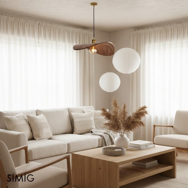 Lámpara colgante de madera con forma de libélula