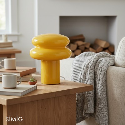 Piccola lampada da tavolo in opale - Lampada in vetro a forma di fungo per soggiorno T422