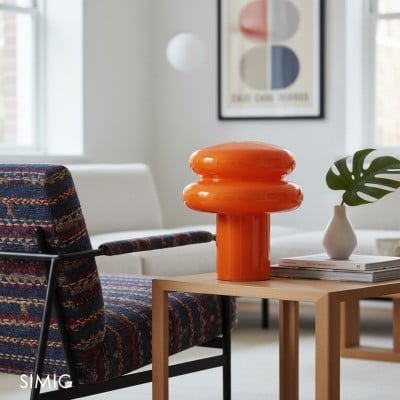 Lampe à Poser en Verre Opalescent Baya - Petite Lampe de Table Bauhaus Moderne pour Cuisine T422