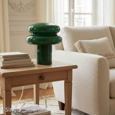 Lampe à Poser en Verre Opalescent Baya - Petite Lampe de Table Bauhaus Moderne pour Cuisine T422