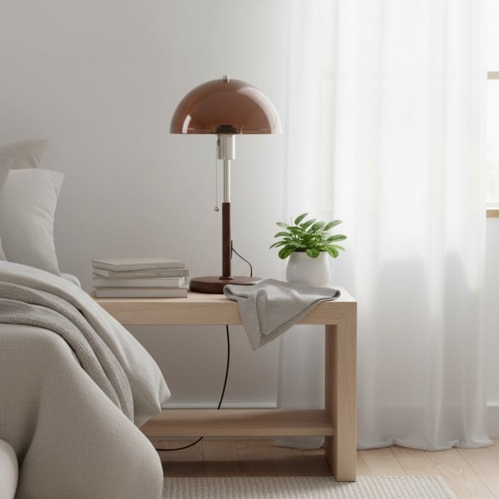 Afterglow Table Lamp Rounded Shade Bedside Accent Table Lamp - Modern Retro Style for Bedroom T582