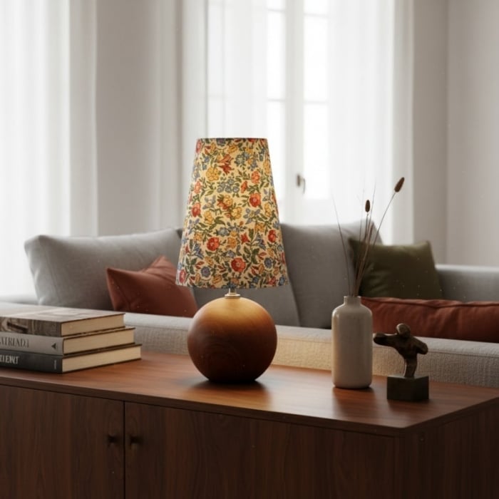 Florence Floral Table Lamp - Wood and Fabric Lamp for Living Rooms T550