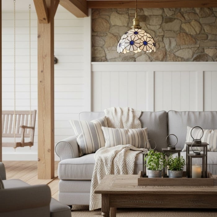 Vintagia Handcrafted Tiffany-Inspired Pendant – Elegant Living Room Light T520