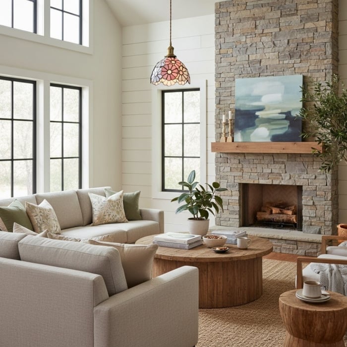 Vintagia Handcrafted Tiffany-Inspired Pendant – Elegant Living Room Light T520