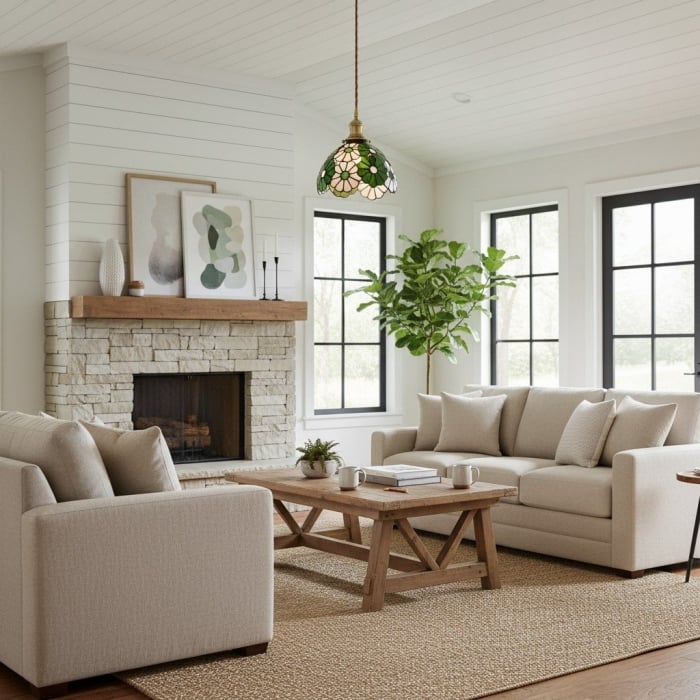 Vintagia Handcrafted Tiffany-Inspired Pendant – Elegant Living Room Light T520