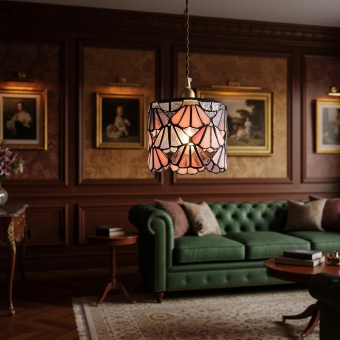Vintagia Tiffany Inspired Pendant Light - Artistic Glass Shade Pendant for Dining Island T514
