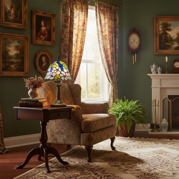 Virelle Colorful Stained Glass Tiffany Table Lamp – Bedroom Accent Light T549