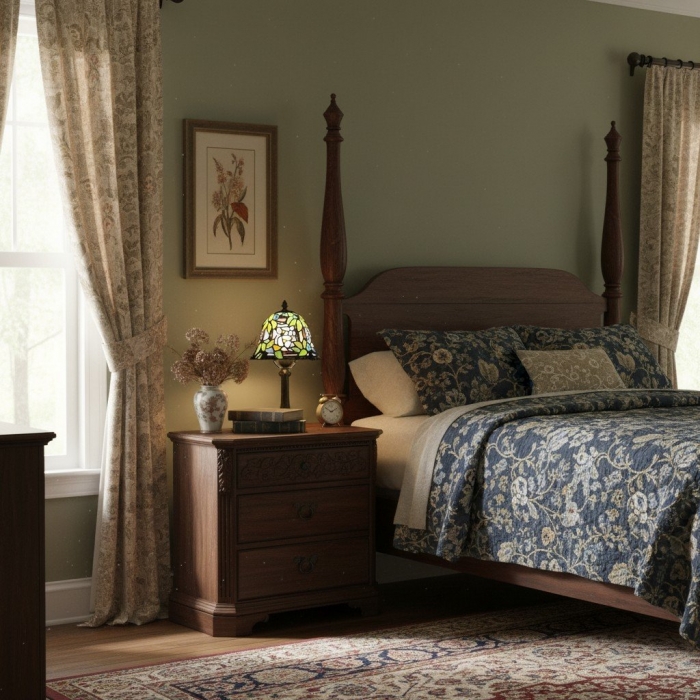 Virelle Colorful Stained Glass Tiffany Table Lamp – Bedroom Accent Light T549