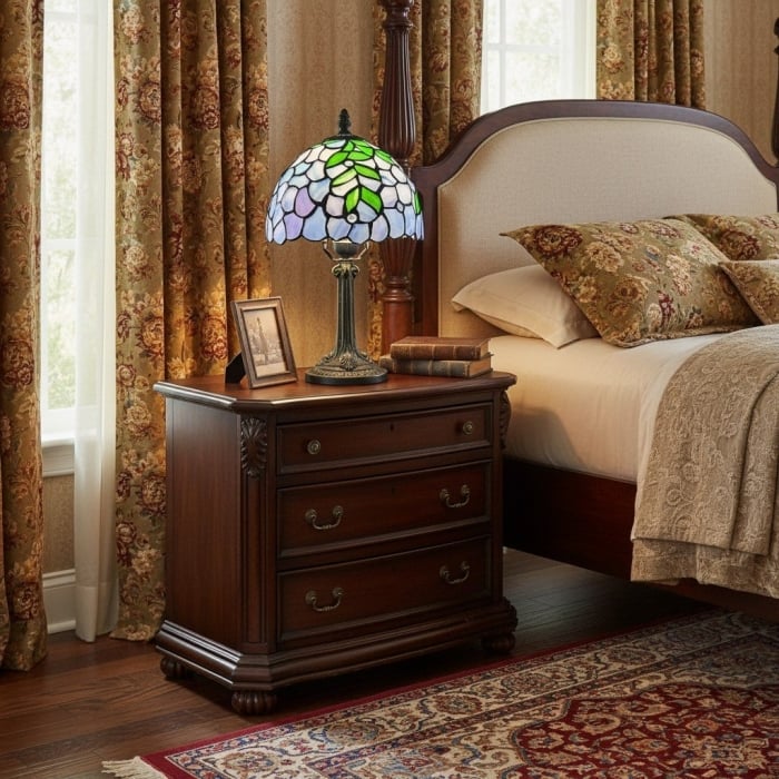 Virelle Colorful Stained Glass Tiffany Table Lamp – Bedroom Accent Light T549