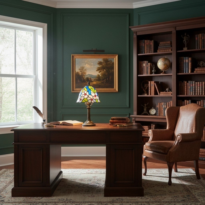 Virelle Colorful Stained Glass Tiffany Table Lamp – Bedroom Accent Light T549