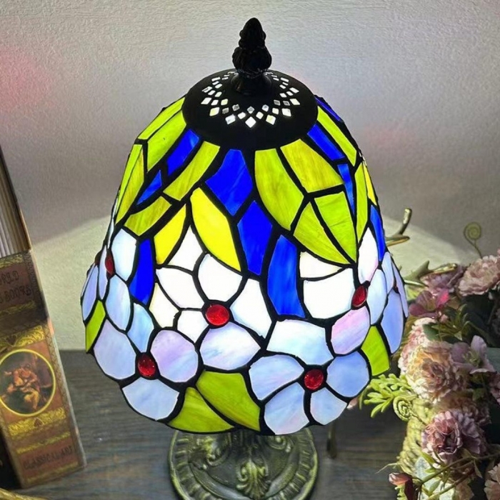 Virelle Colorful Stained Glass Tiffany Table Lamp – Bedroom Accent Light T549