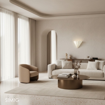 Aplique de pared facetado Lumica Capiz - Aplique de latón y hierro con acabado dorado T136