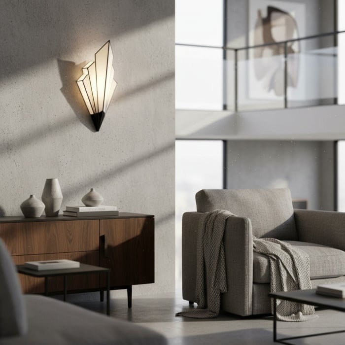 Kelsar Hand-Cut Glass Wall Light - Art Deco Accent for Hallways T645