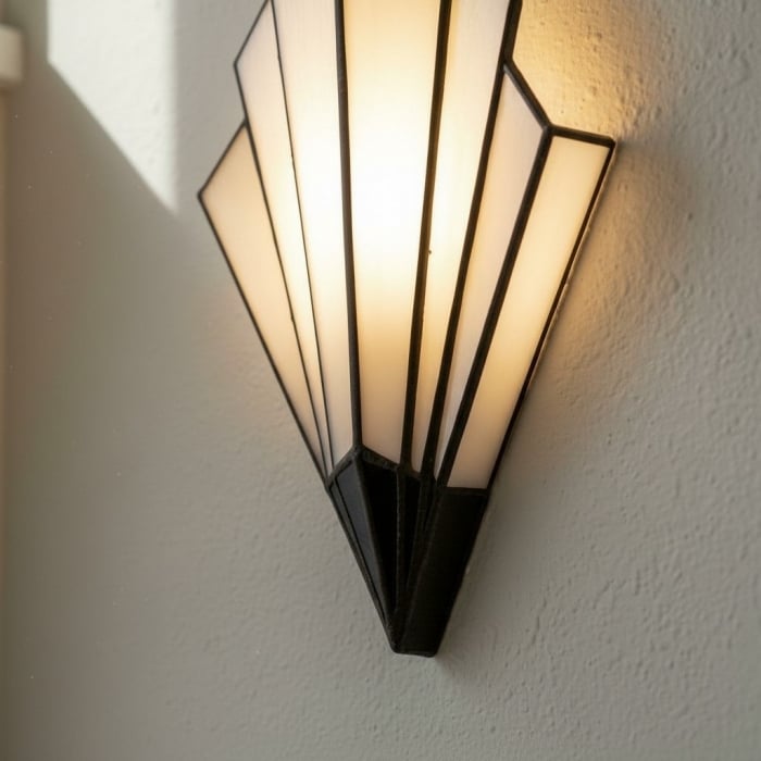 Kelsar Hand-Cut Glass Wall Light - Art Deco Accent for Hallways T645