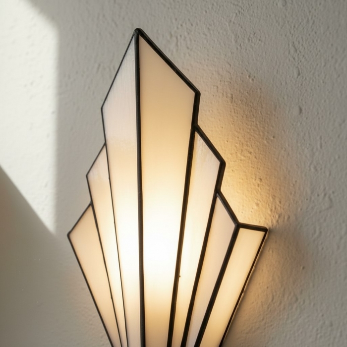 Kelsar Hand-Cut Glass Wall Light - Art Deco Accent for Hallways T645