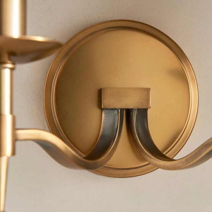 Kinkiet Tela – abażur materiałowy z mosiężną ramą do salonu T655