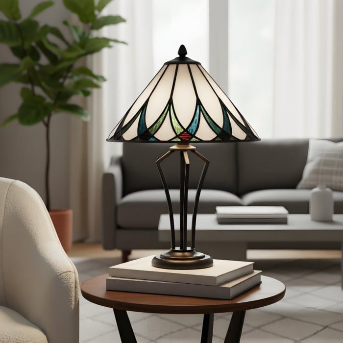 TF Allanton Water Ripple Glas-Tischleuchte - Klassischer Stil für Wohnzimmer, Schlafzimmer oder Arbeitszimmer T641