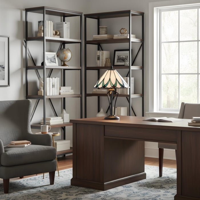 TF Allanton Tischleuchte im Tiffany-Stil - Akzentbeleuchtung fürs Arbeitszimmer T641