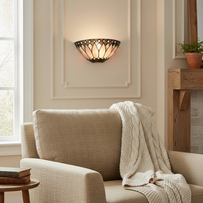 Kinkiet ścienny TF Brooklyn Bevelled Glass – stylowy kinkiet w stylu art déco do przedpokoju T639