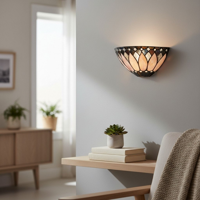 Kinkiet ścienny TF Brooklyn Bevelled Glass – stylowy kinkiet w stylu art déco do przedpokoju T639