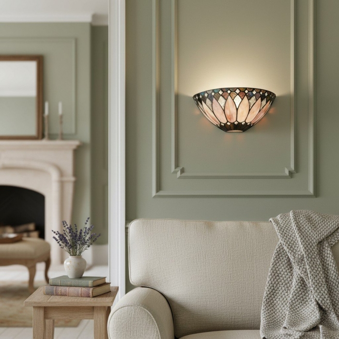 Kinkiet ścienny TF Brooklyn Bevelled Glass – stylowy kinkiet w stylu art déco do przedpokoju T639