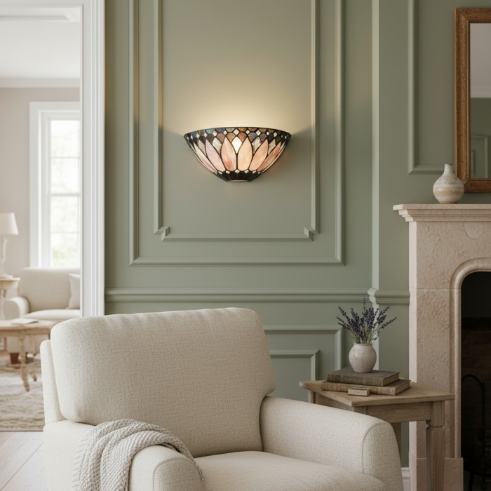 Kinkiet ścienny TF Brooklyn Bevelled Glass – stylowy kinkiet w stylu art déco do przedpokoju T639