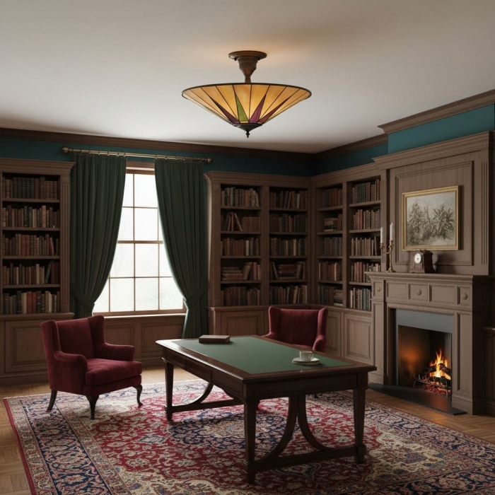 Lampa sufitowa TF Dark Star Geometry Star w stylu Tiffany do przedpokoju T637