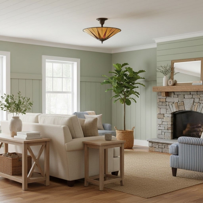 Lampa sufitowa TF Dark Star Geometry Star w stylu Tiffany do przedpokoju T637