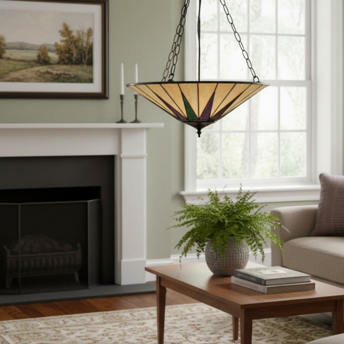 Lampa sufitowa TF Dark Star Geometry Star w stylu Tiffany do przedpokoju T637