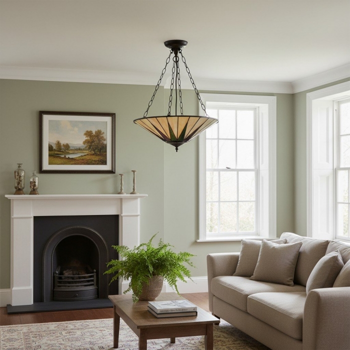 Lampa sufitowa TF Dark Star Geometry Star w stylu Tiffany do przedpokoju T637