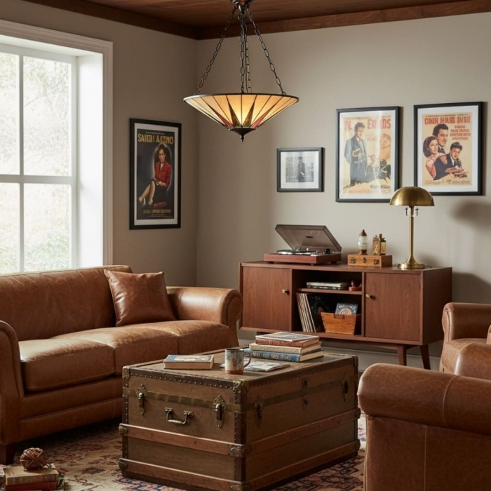 Lampa sufitowa TF Dark Star Geometry Star w stylu Tiffany do przedpokoju T637