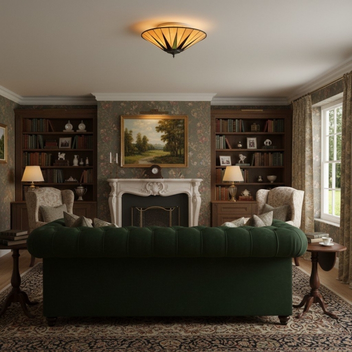 Lampa sufitowa TF Dark Star Geometry Star w stylu Tiffany do przedpokoju T637