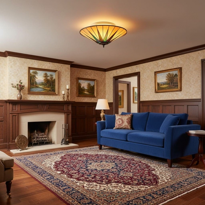 Lampa sufitowa TF Dark Star Geometry Star w stylu Tiffany do przedpokoju T637