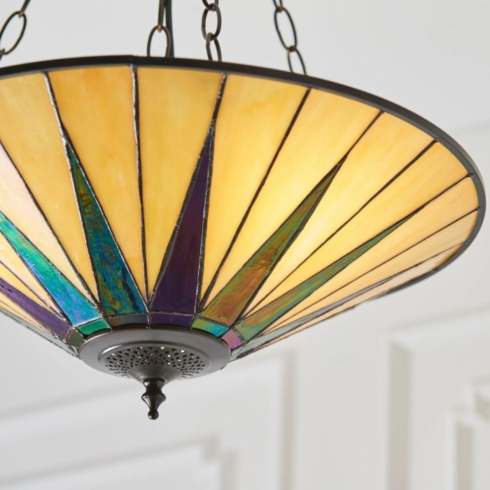 Lampa sufitowa TF Dark Star Geometry Star w stylu Tiffany do przedpokoju T637