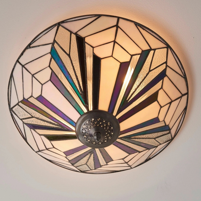 TiffStar Elegancka lampa sufitowa ze szkła artystycznego – lampa wpuszczana w sufit w stylu vintage do salonów T634