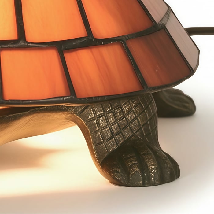 TiffStar Tortoise Stained Glass Lamp - Tiffany Style Table Light for Bedroom T642