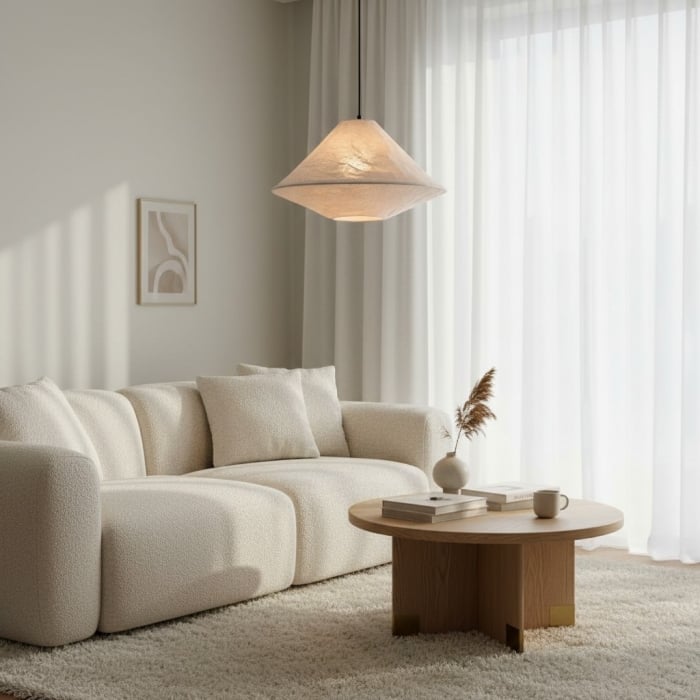 Zalen składany klosz materiałowy - ręcznie tkana lampa wisząca do jadalni i przedpokoju T650